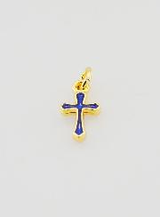 Colgante con dije de cruz de 10 mm - Azul marino