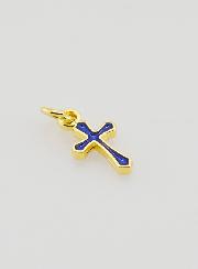 Colgante con dije de cruz de 10 mm - Azul marino