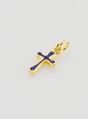 Colgante con dije de cruz de 10 mm - Azul marino