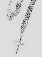 Collar religioso con cruz martillada - Acero inoxidable