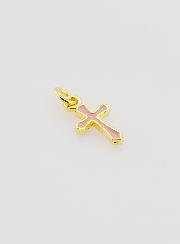 Colgante con dije de cruz de 10 mm - Rosa