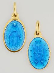 Medalha Milagrosa em Prata Dourada & Esmalte - 17mm