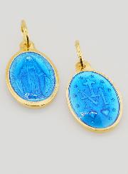 Medalha Milagrosa em Prata Dourada & Esmalte - 17mm