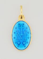 Medalha Milagrosa em Prata Dourada & Esmalte - 17mm