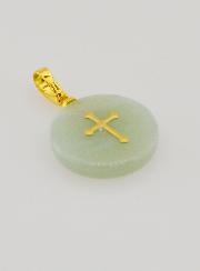 Medalha Translúcida com Cruz - Verde