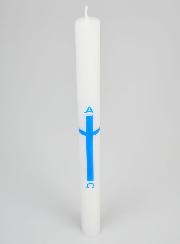 Cirio de procesión Alfa Omega de 34 cm – Azul