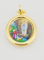Medalla de Nuestra Señora de Lourdes dorada - 25 mm