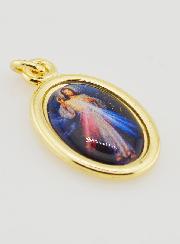 Medalla de Cristo Misericordioso dorada - 25 mm