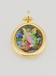 Medalla del Ángel Guardián Dorada - 25 mm