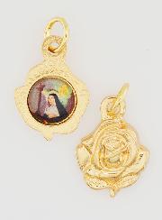 Medalla Rosa de 14 mm Dorada - Santa Rita