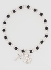 Pulseira Religiosa Contas Pretas & Transparentes