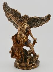 Estatua religiosa de San Miguel Arcángel en bronce - 15 cm