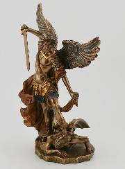 Estatua religiosa de San Miguel Arcángel en bronce - 15 cm