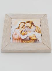 Marco moderno con icono de José y la Sagrada Familia - 11 cm