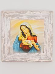 Marco moderno con la imagen de la Virgen y el Niño - 11 cm