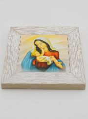 Marco moderno con la imagen de la Virgen y el Niño - 11 cm