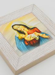 Marco moderno con la imagen de la Virgen y el Niño - 11 cm