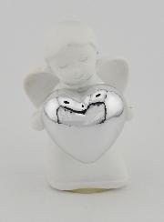 Anjo Coração Prateado - 6cm