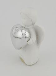 Anjo Coração Prateado - 6cm