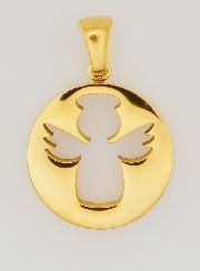 Medalha Anjo da Guarda Vazada em Inox Dourado - 18mm