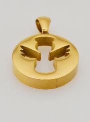 Medalha Anjo da Guarda Vazada em Inox Dourado - 18mm