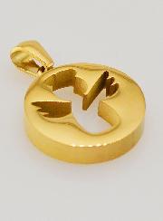 Medalha Anjo da Guarda Vazada em Inox Dourado - 18mm