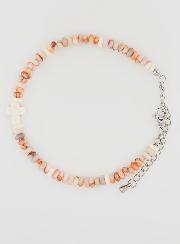 Pulsera con cruz y piedras en granito rosa