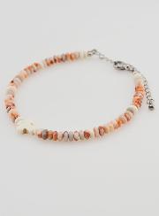 Pulsera con cruz y piedras en granito rosa