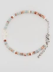 Pulsera de cruz y piedras en tonos pastel