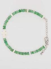 Pulsera con cruz y piedras en cristal verde