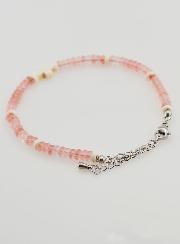 Pulsera con cruz y piedras en cristal rosa