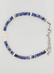 Pulsera con cruz y piedras azules