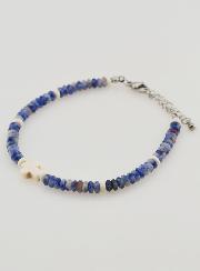 Pulsera con cruz y piedras azules
