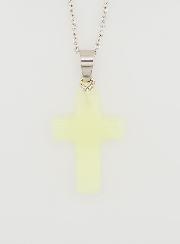 Collar religioso con cadena de acero inoxidable y cruz fosforescente