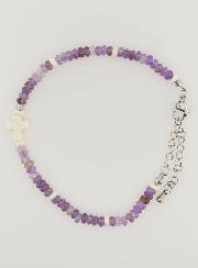 Pulsera con cruz y piedras en cristal morado