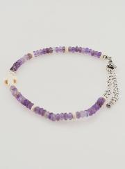 Pulsera con cruz y piedras en cristal morado