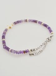 Pulsera con cruz y piedras en cristal morado
