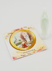 Estátua de Nossa Senhora de Lourdes Fluorescente Com Cartão - 8 cm