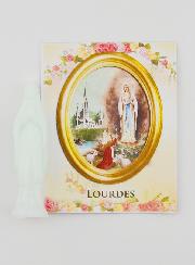 Estátua de Nossa Senhora de Lourdes Fluorescente Com Cartão - 8 cm