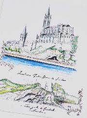 Postal del Santuario y la Gruta de Lourdes