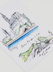 Postal del Santuario y la Gruta de Lourdes