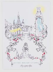 Postal del Santuario y Nuestra Señora de Lourdes