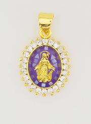 Medalla de la Virgen Milagrosa Morada - 17 mm