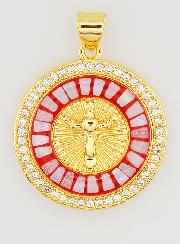 Medalla de Cruz y Esmalte Rojo - 22 mm