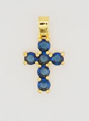 Colgante de Cruz con Circonitas - Azul