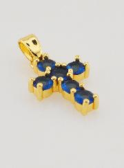 Colgante de Cruz con Circonitas - Azul