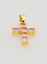 Colgante de Cruz con Circonitas - Rosa
