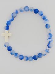 Pulsera religiosa con cruz - Jade azul