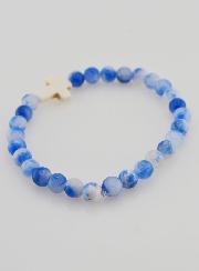 Pulsera religiosa con cruz - Jade azul