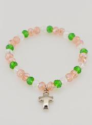 Pulsera con Cruz - Cuentas de Vidrio Multicolores